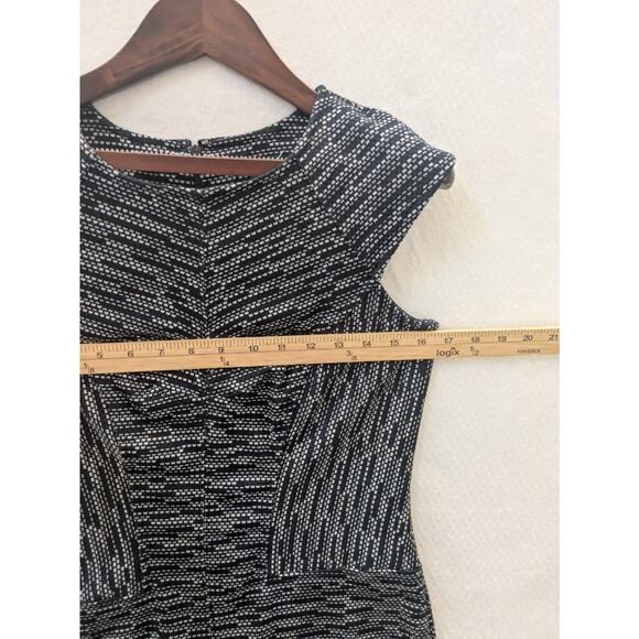 Ann Taylor Shift Dress Size 2 Blue White Cap Sleeve Zip Back Stretchy Formal NEW - Picture 5 of 12